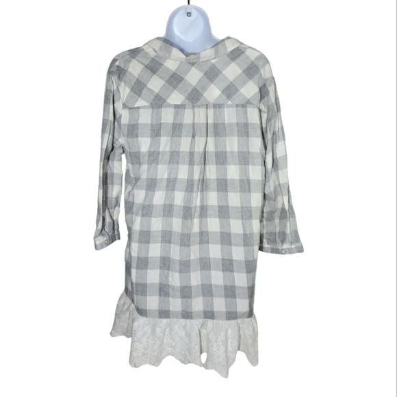 Soft Surroundings Plaid Lace Trim Top - Picture 2 of 13